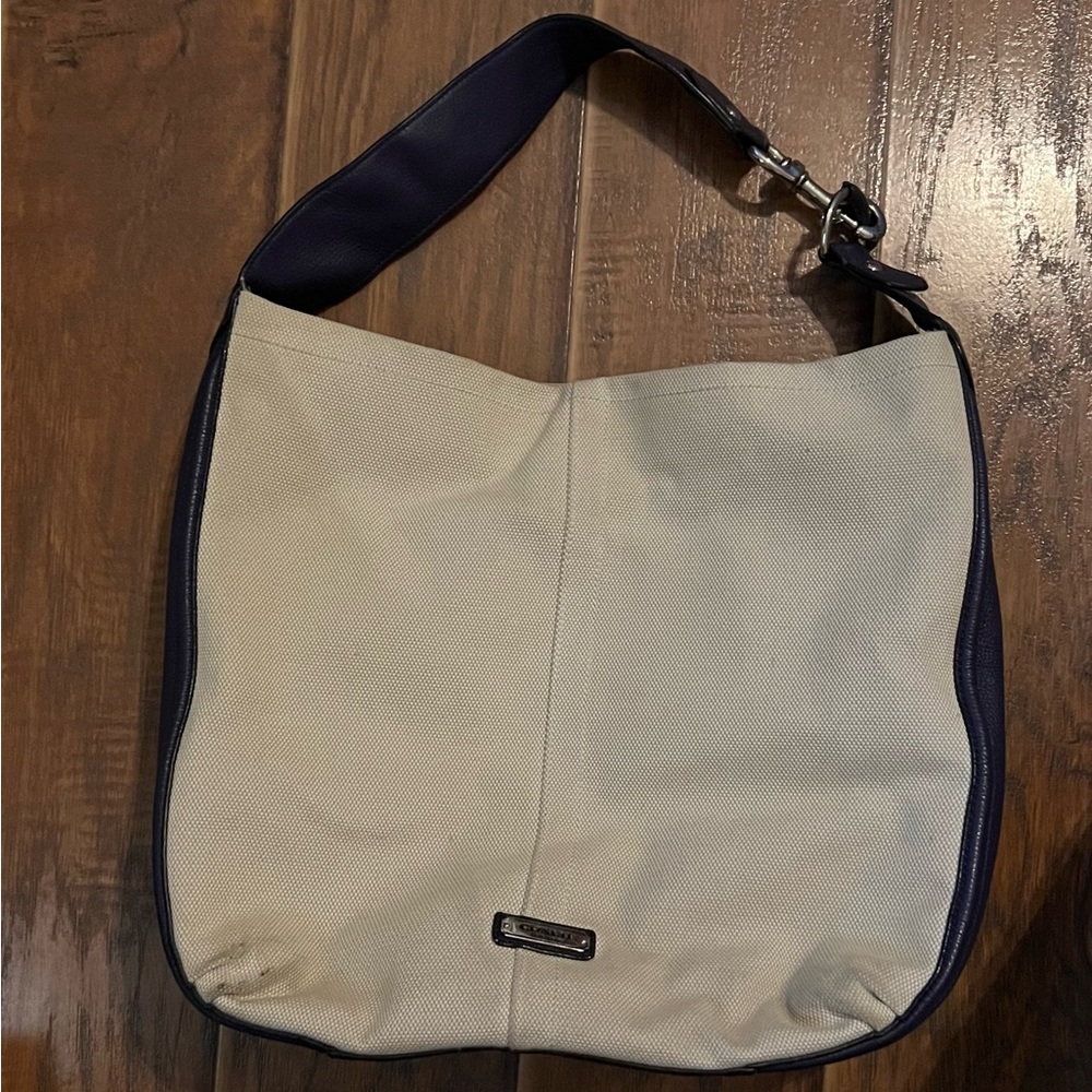 Coach Shoulder Bag-Dark Purple and Tan